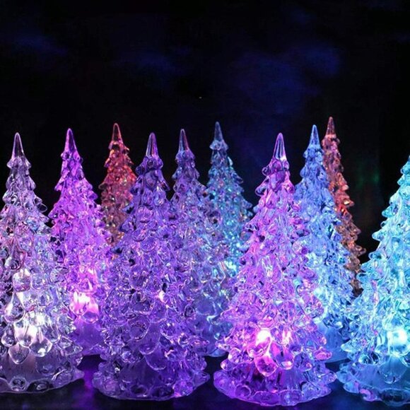 New 3 Pack Acrylic Christmas Tree Lamp, Enchanted Light Up 7 Colors Lights - Picture 2 of 9